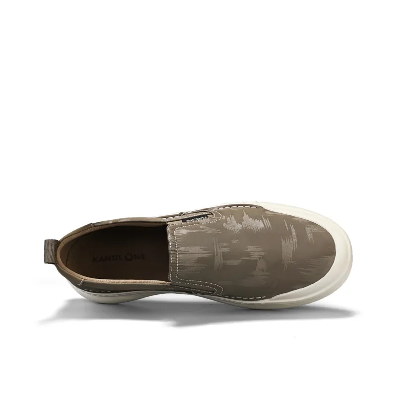 KANGLONG Men's Casual Shoes Men Low Top Tea Umber/Ink Black-3