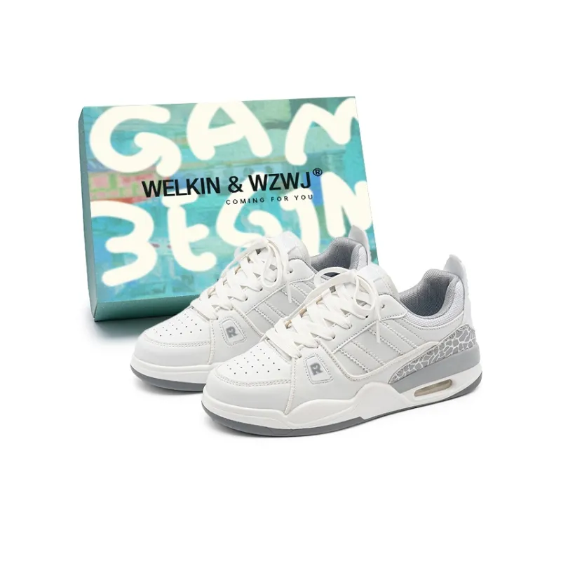 WELKIN&WZWJ Skateboard Shoes Unisex Low Top White Blue Red-21