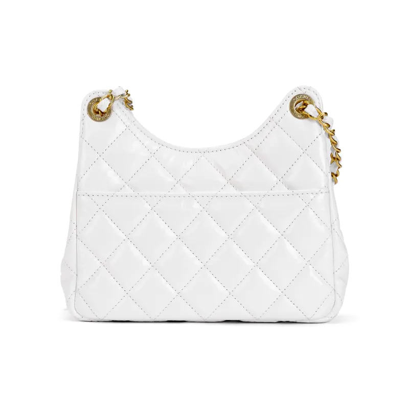 CHANEL HOBO Cow Leather Hobo Bag, Shoulder Bag, Crossbody Bag Trumpets Women's White-2