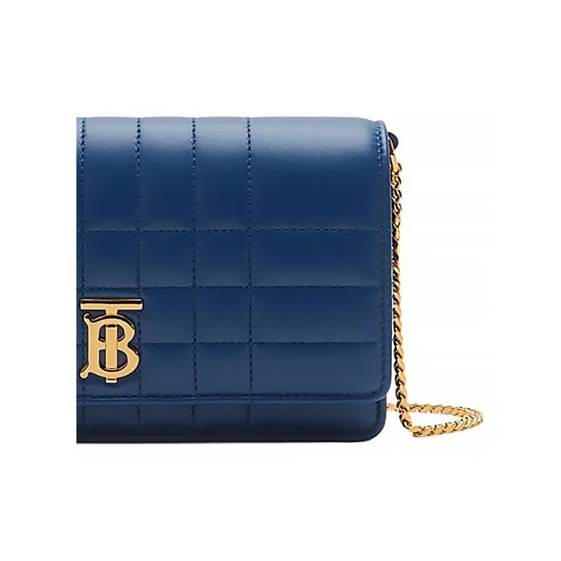 Burberry Lola Bag Lambskin One Shoulder Crossbody Clutches Women's Dark Marine Blue-2