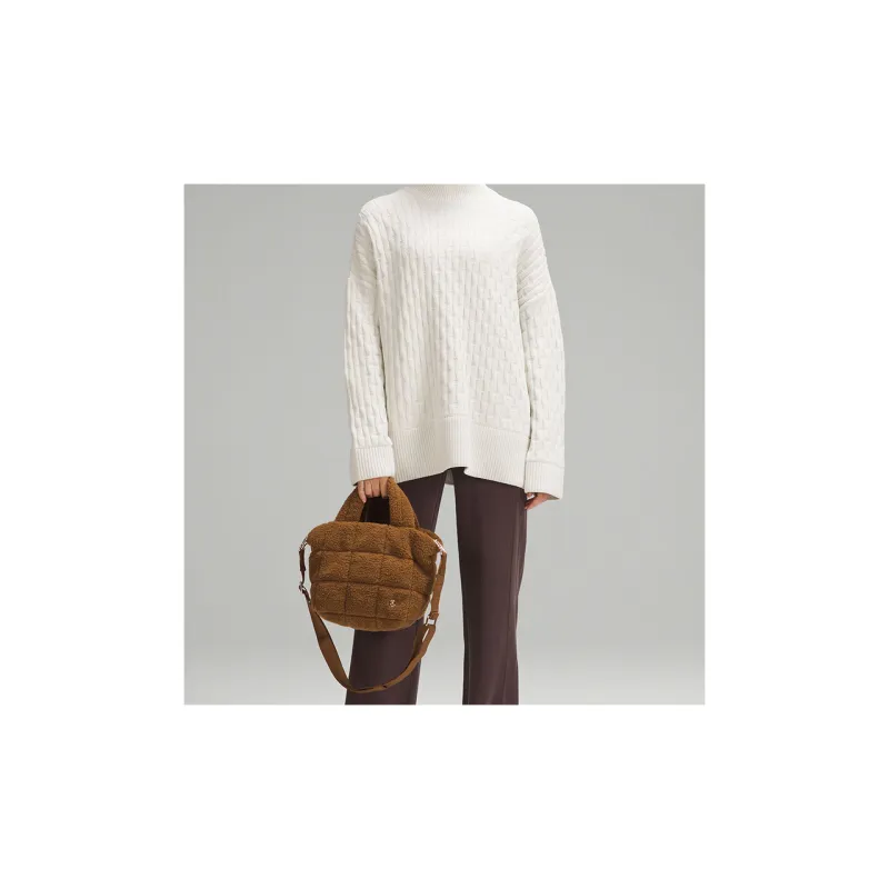 Lululemon Textured Brushed Fabric One Shoulder Handbag Crossbody Bag Women's Caramel-5