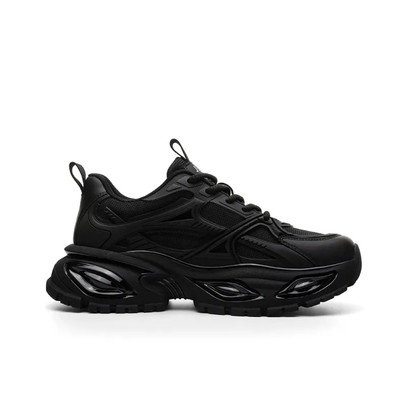 JEEP SPIRIT Anti Slip Wear Resistant Breathable Lightweight Low Top Chunky Sneakers Men's Cool Black-1