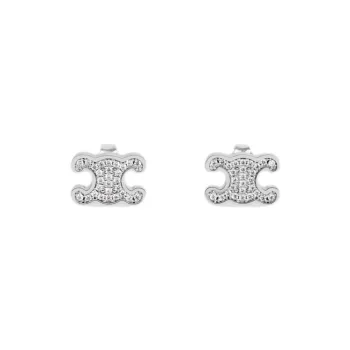 CELINE Triomphe Rhinestone Studs In Strass And Brass With Rhodium Finish