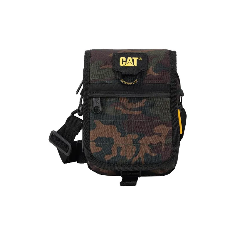 CAT Polyester Shoulder Bag, Crossbody Bag Medium Size Men's Black/Green Camouflage/Blue-5