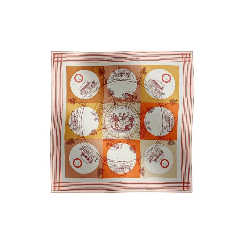 HERMES Silk, Mulberry Silk Scarves Women's Caramel-0