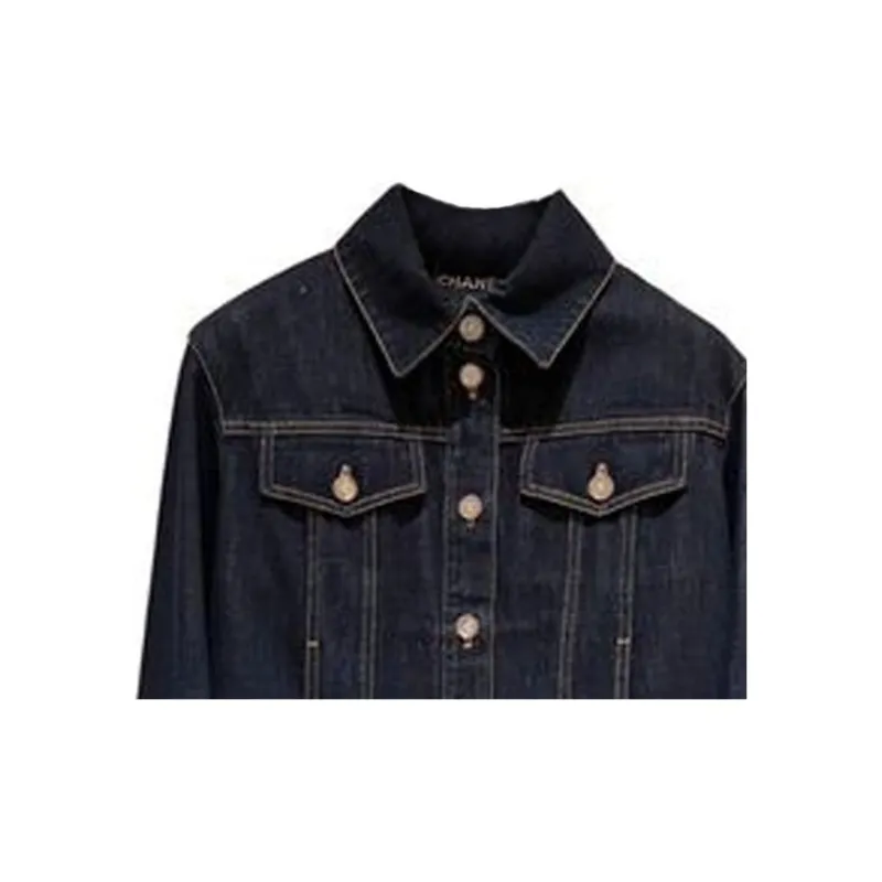 CHANEL Denim Jacket Women's Dark Blue-3