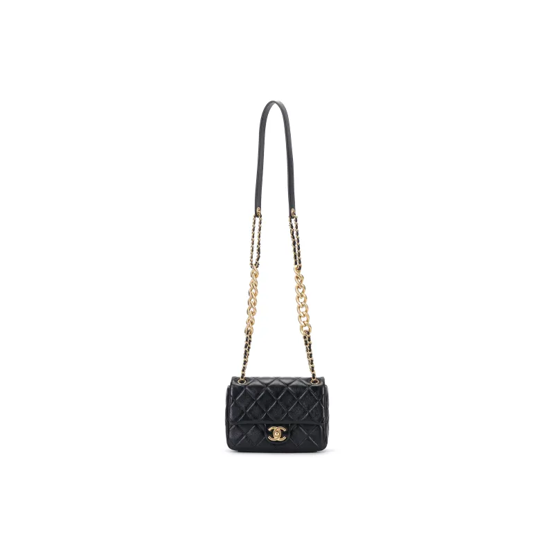 CHANEL Lambskin Portable Crossbody Bag, Shoulder Bag Mini Women's Black-0