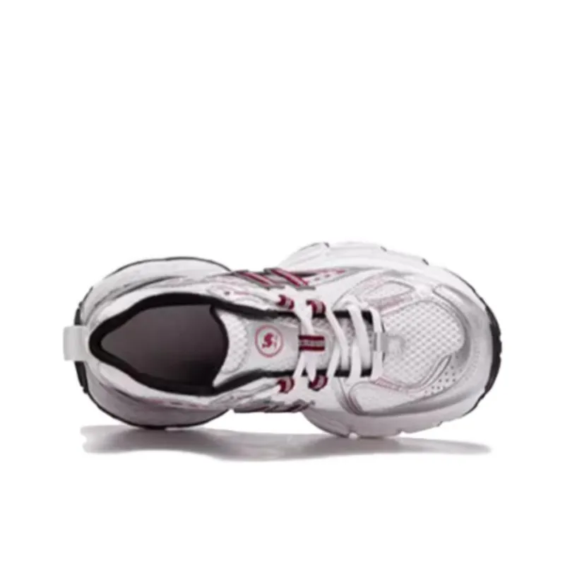CAMEL Cushioning Wear Resistant Low Top Running Shoes Women's White Silver Red-4