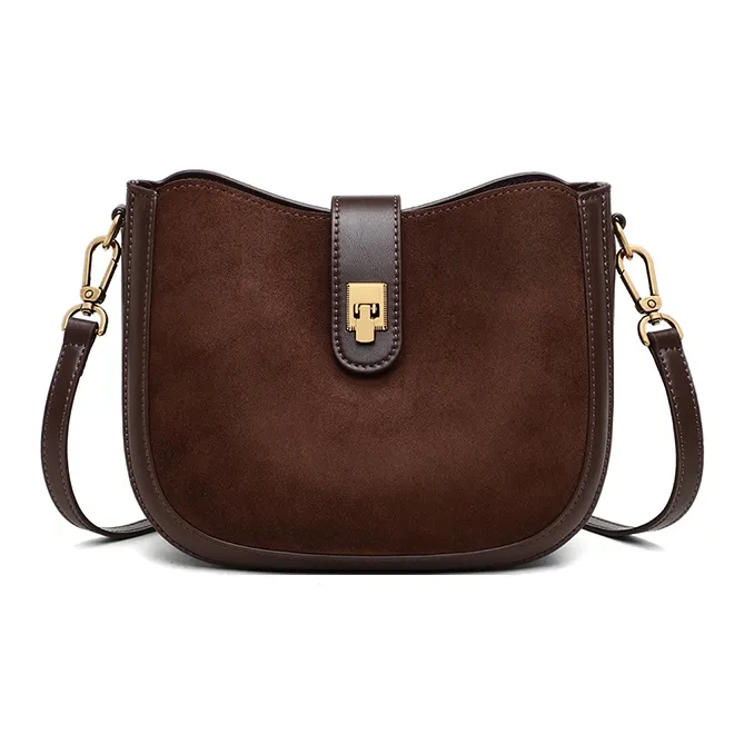 VINEY Cow Leather Shoulder Bag, Crossbody Bag, Bucket Bag Regular Women's Coffee-4