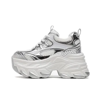 CARDANRO Small sized Sky Vegetables Chunky Sneakers Women's Low Top White/White Silver