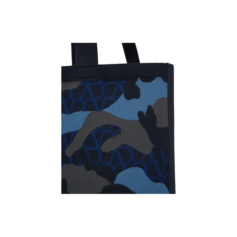 Valentino GARAVANI Knitted Fabric Tote Bag, Shopping Bag, Shoulder Bag Men's Ocean Blue-3