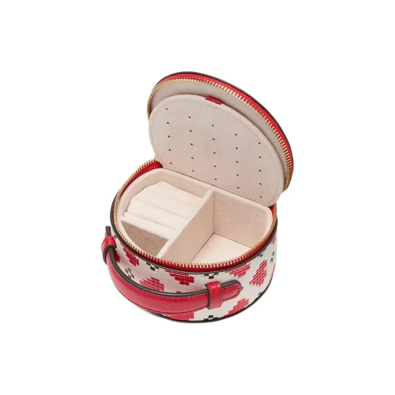 Kate Spade Cowhide Split Leather Handbag Small Size Women's Cream White & Red-2