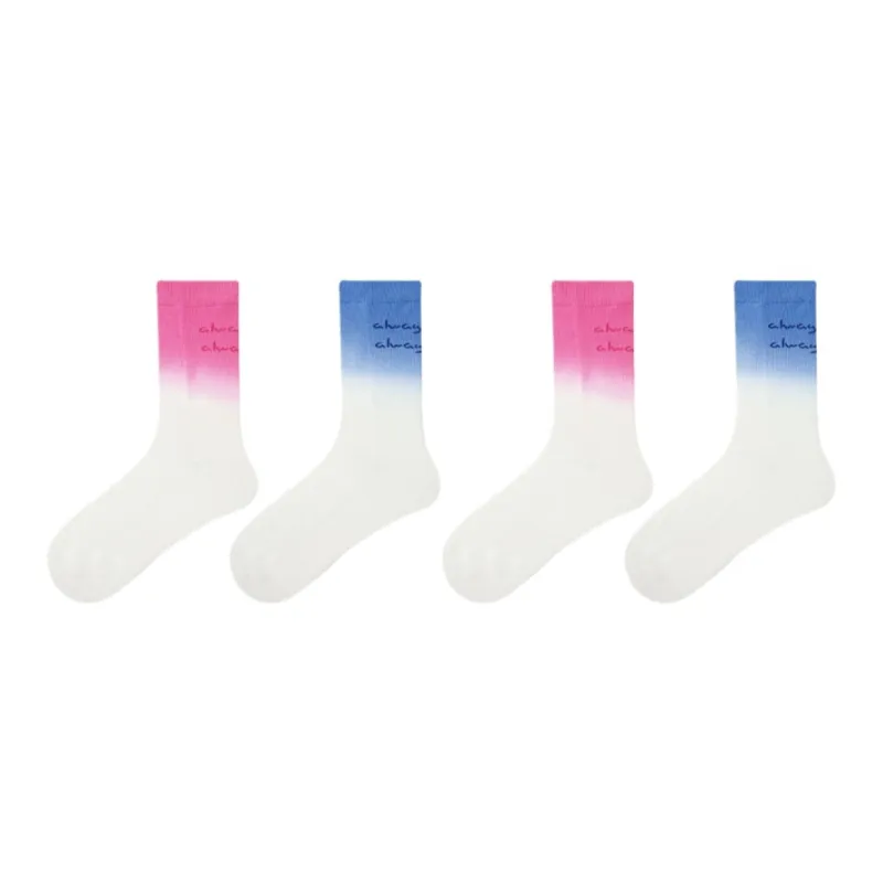 Vine Color Mid Calf Socks Unisex 4 Pack Pink Blue Dyeing-0