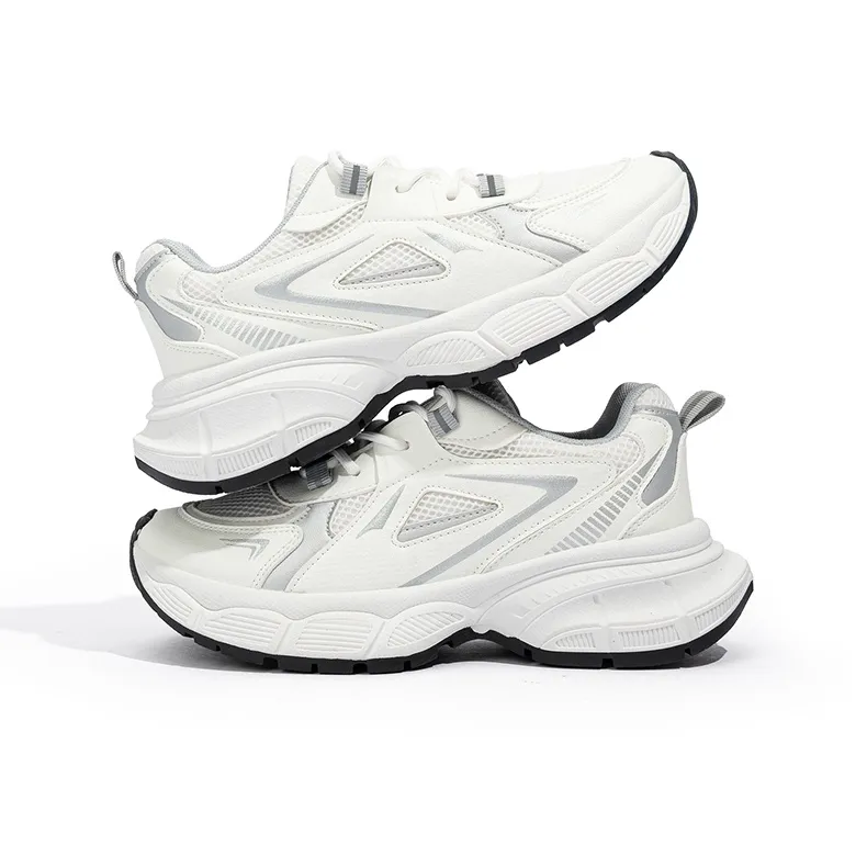 BABAYA KIDS Slip Resistant Breathable Low Top Chunky Sneakers Women's White Gray-4
