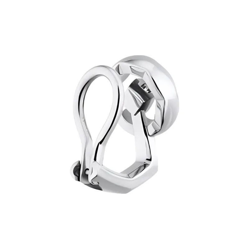 CHANEL 18K White Gold Clip-On Earrings Women's Silver-2