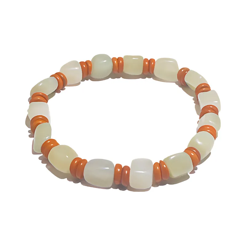 Green Craftsman Hetian Jade Bracelets Pale Greenish White Jade Unisex-0