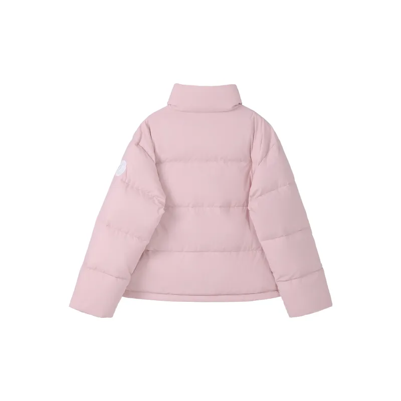 Fstudio Korean Style Stand Collar Cropped Loose Fit Down Jacket Women's Pink-1
