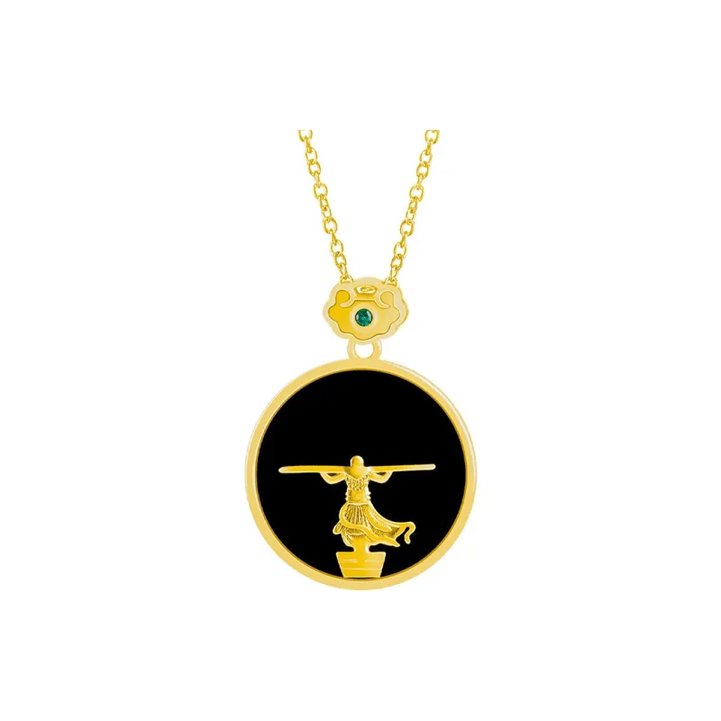 Long Fu Good Luck Accessory Necklace Black Jade Unisex-0
