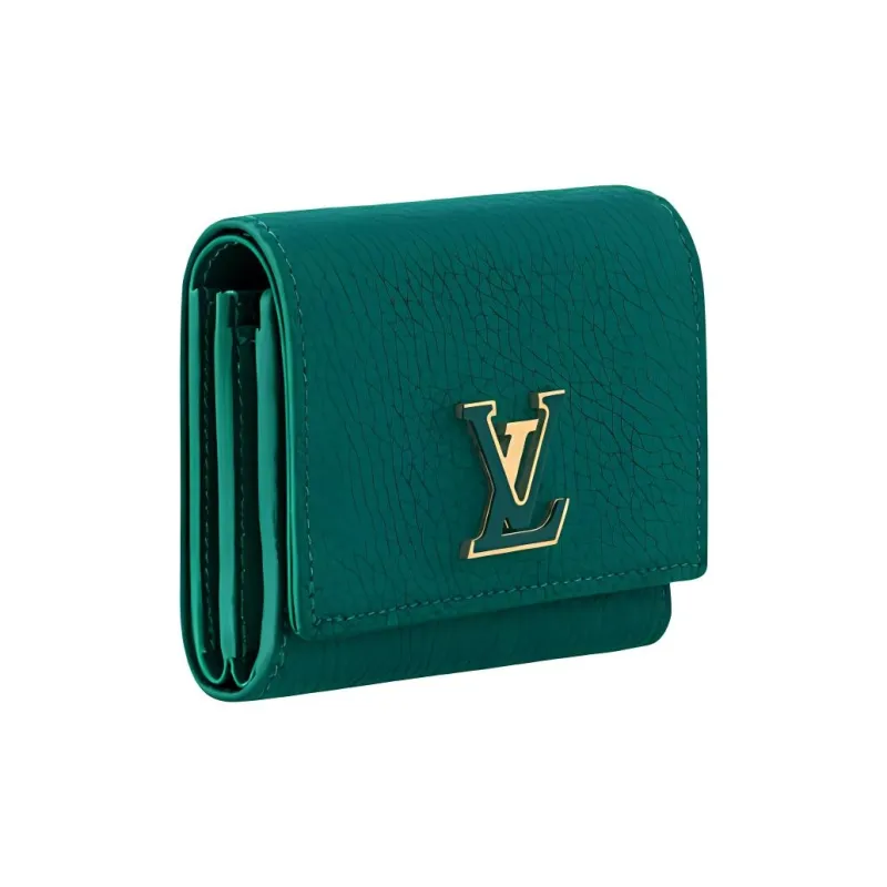 LOUIS VUITTON Capucines Leather Wallet Unisex Emerald Green-1