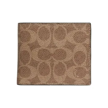 COACH 3 IN 1 Wallet PVC Canvas Wallet Men's Brown