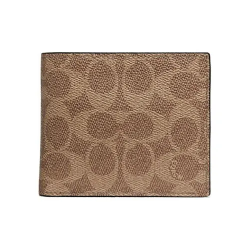 COACH 3 IN 1 Wallet PVC Canvas Wallet Men's Brown