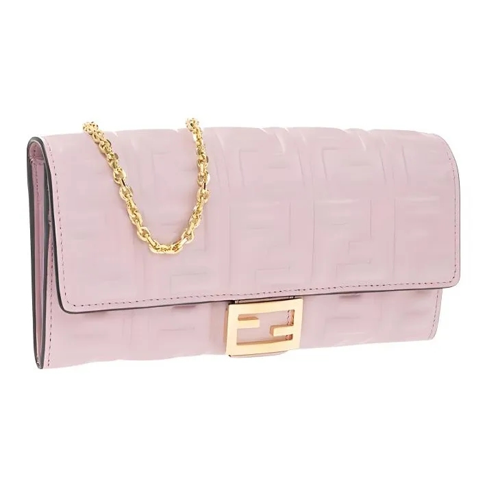 FENDI Baguette Lambskin Wallet Women's Light Pinkish-Purple-1