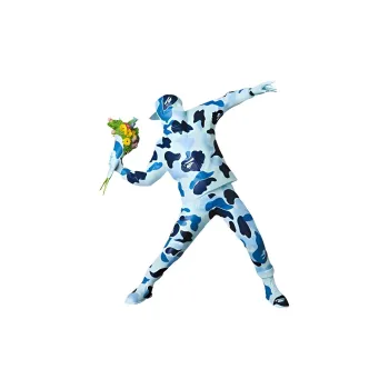 Banksy Brandalism X Bape Flower Bomber Figure Blue