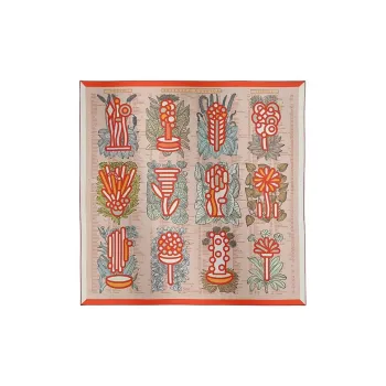 HERMES Mulberry Silk Scarves Women's Pink Apricot