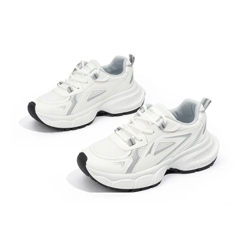 BABAYA KIDS Slip Resistant Breathable Low Top Chunky Sneakers Women's White Gray-3