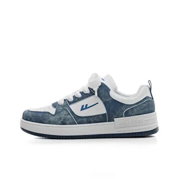 Warrior Lightweight And Breathable Low Top Skateboard Shoes Unisex Denim Blue White