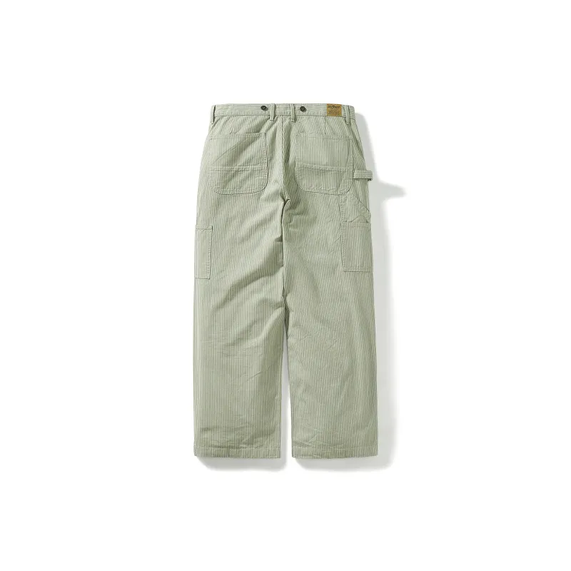 714STREET Casual Pants Unisex Green Stripes-1