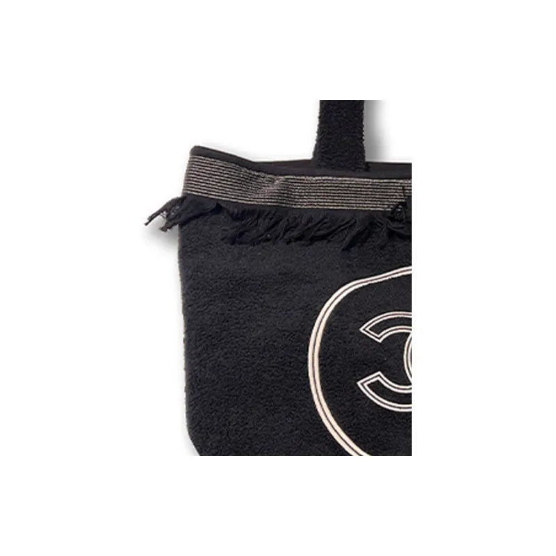 CHANEL Woolen Three-Piece Set 3-in-1 Towel Beach Bag Tote Bag Shopping Bag Handbag Unisex Black White-2