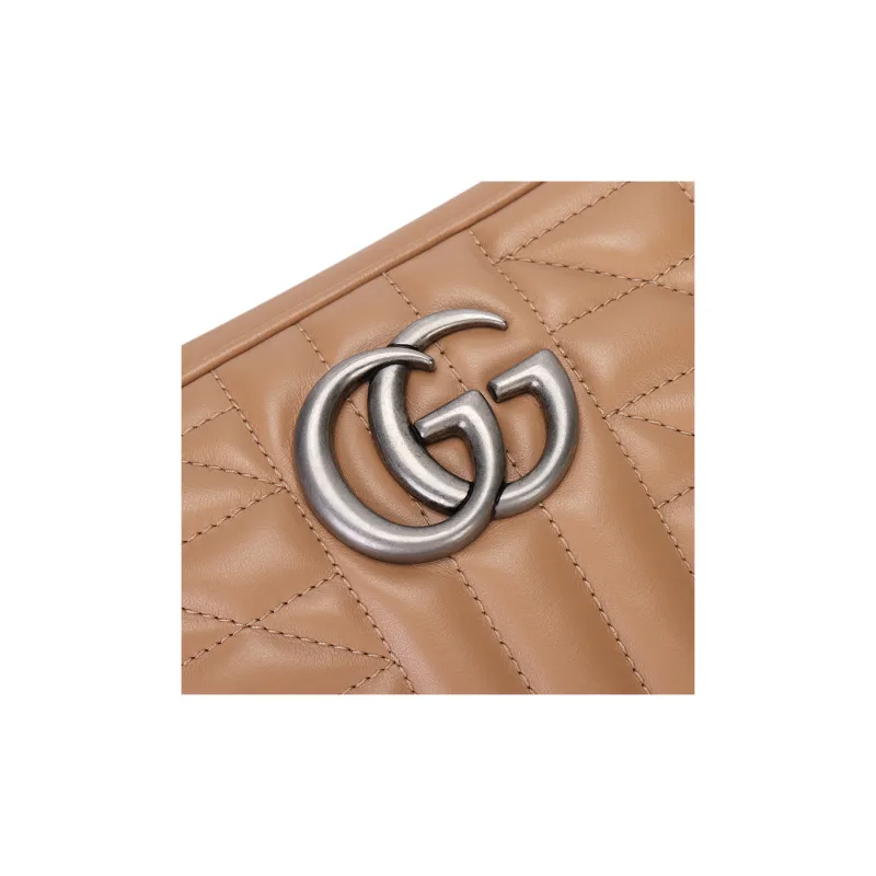 GUCCI GG Marmont Leather Crossbody Bag, Shoulder Bag Women's Rose Beige-4