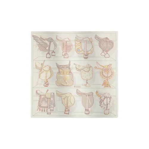 HERMES Mulberry Silk Silk Scarves Women's White