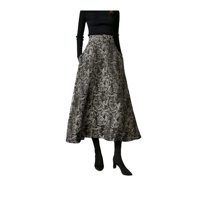 Late White Casual Long Skirt Women's Multicolor-2