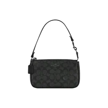 COACH Nolita Polyvinyl Chloride Mahjong Pochette Shoulder Bag Small Size Women's Dark Gray
