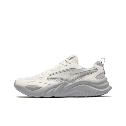 Erke Ci Wu Rebound Wear Resistant Breathable Low Top Casual Shoes Men's Microcrystal White Mist Gray