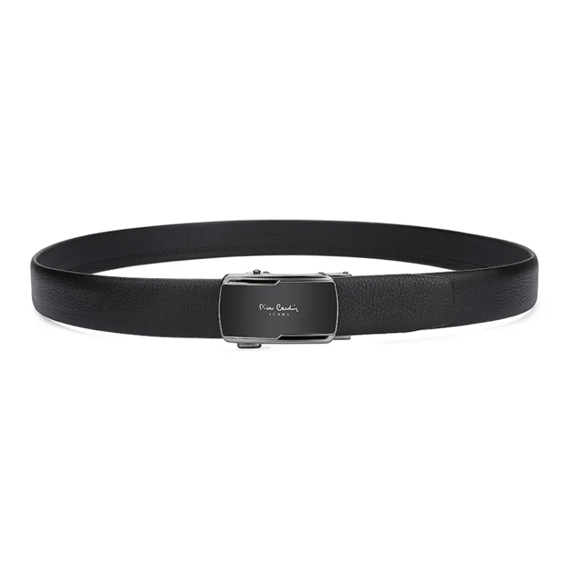 PIERRE CARDIN Top Grain Cow Leather Leather Belts Men's Black 3.4cm-4