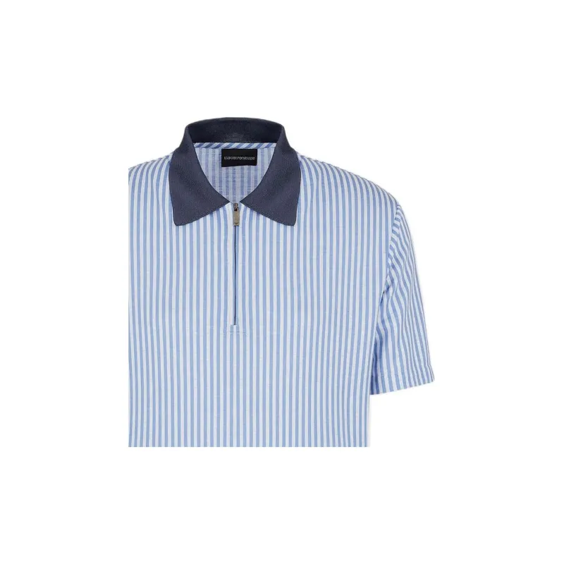 EMPORIO ARMANI FW22 Polo Shirt Men's Blue White Stripes-4