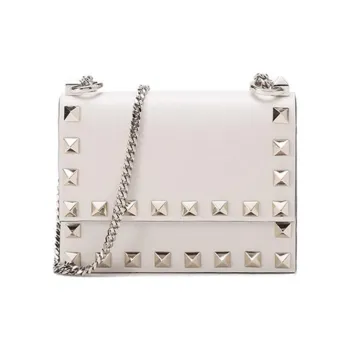 Valentino Leather Portable Crossbody Bag Shoulder Bag Women's Ecru