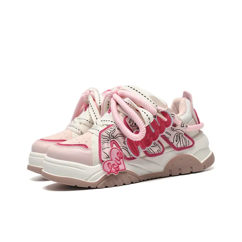 KAAVER OTTO Cushioning Abrasion Resistant Support Height Increasing Low Top Skateboard Shoes Women's Pink-2