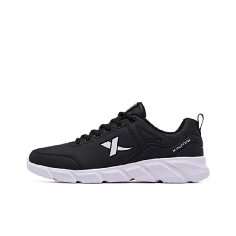 XTEP Cushioned Anti Slip Wear Resistant Water Resistant Lightweight Low Top Running Shoes Men's Black White-0