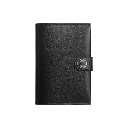 HERMES R.M.S Evergrain Calfskin Passport Holder Men's Noir Black