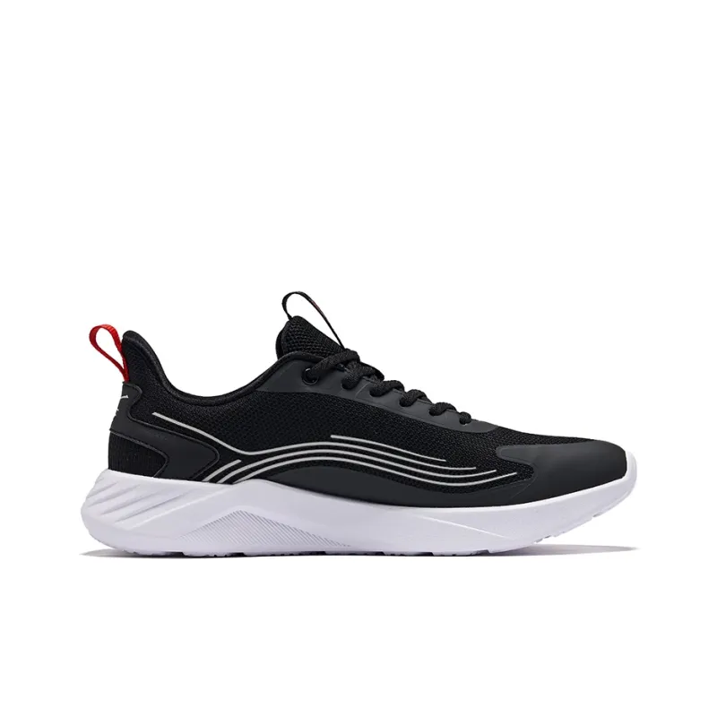 Erke Cushioning Breathable Low Top Running Shoes Men's Jet Black & Light Gray-1