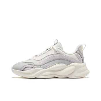 Erke Qiming Wear Resistant Slip Resistant Low Top Casual Shoes Women's Microcrystal White Mist Gray
