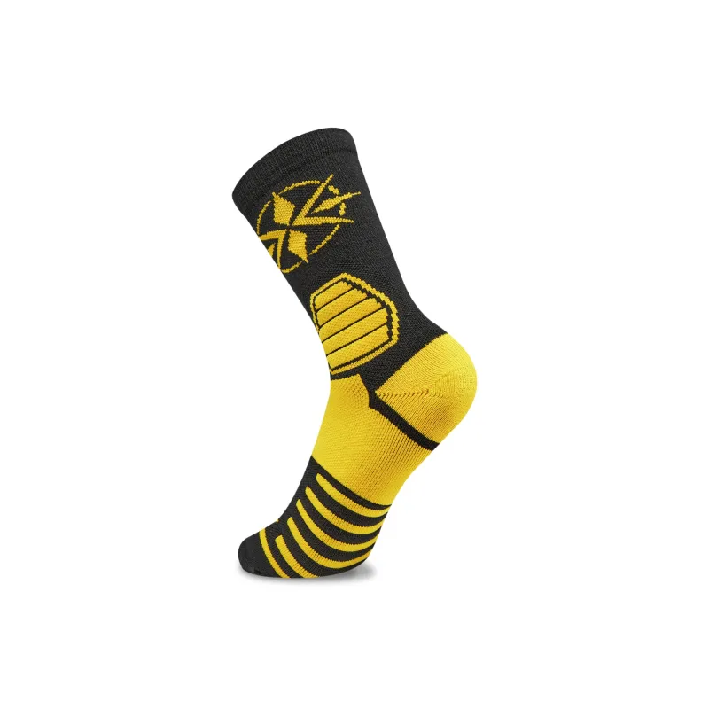 LiNing Basketball Collection Knee High Socks Unisex 1 Pack Black Spectrum Yellow-2