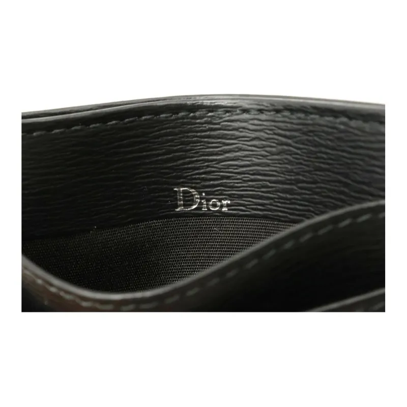 DIOR Calfskin Card Sleeve Card Holder Card Case Unisex Black-4