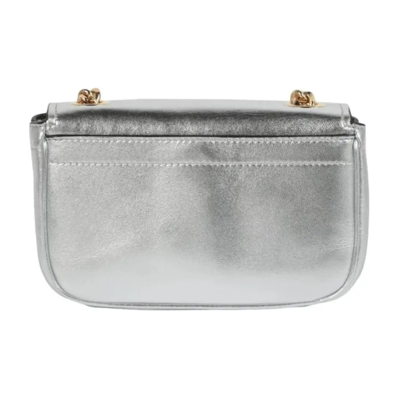 MOSCHINO Leather Shoulder Bag Women's Silver-3