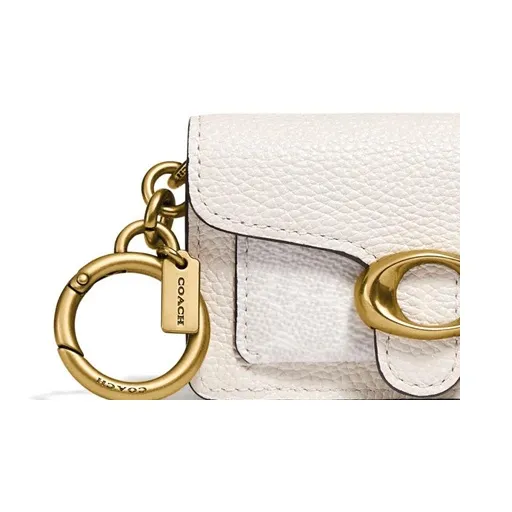 COACH Tabby Coarse-Grained Leather Clutch Card Holder Coin Purse Mini Women's White-1