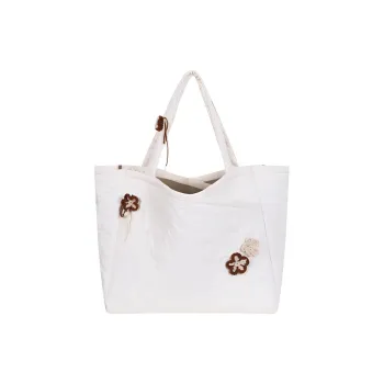 MostwantedLab Tencel Tote Bag Shopping Bag Shoulder Bags Women's Ecru/Yellow Cream/Pink/Dark Brown